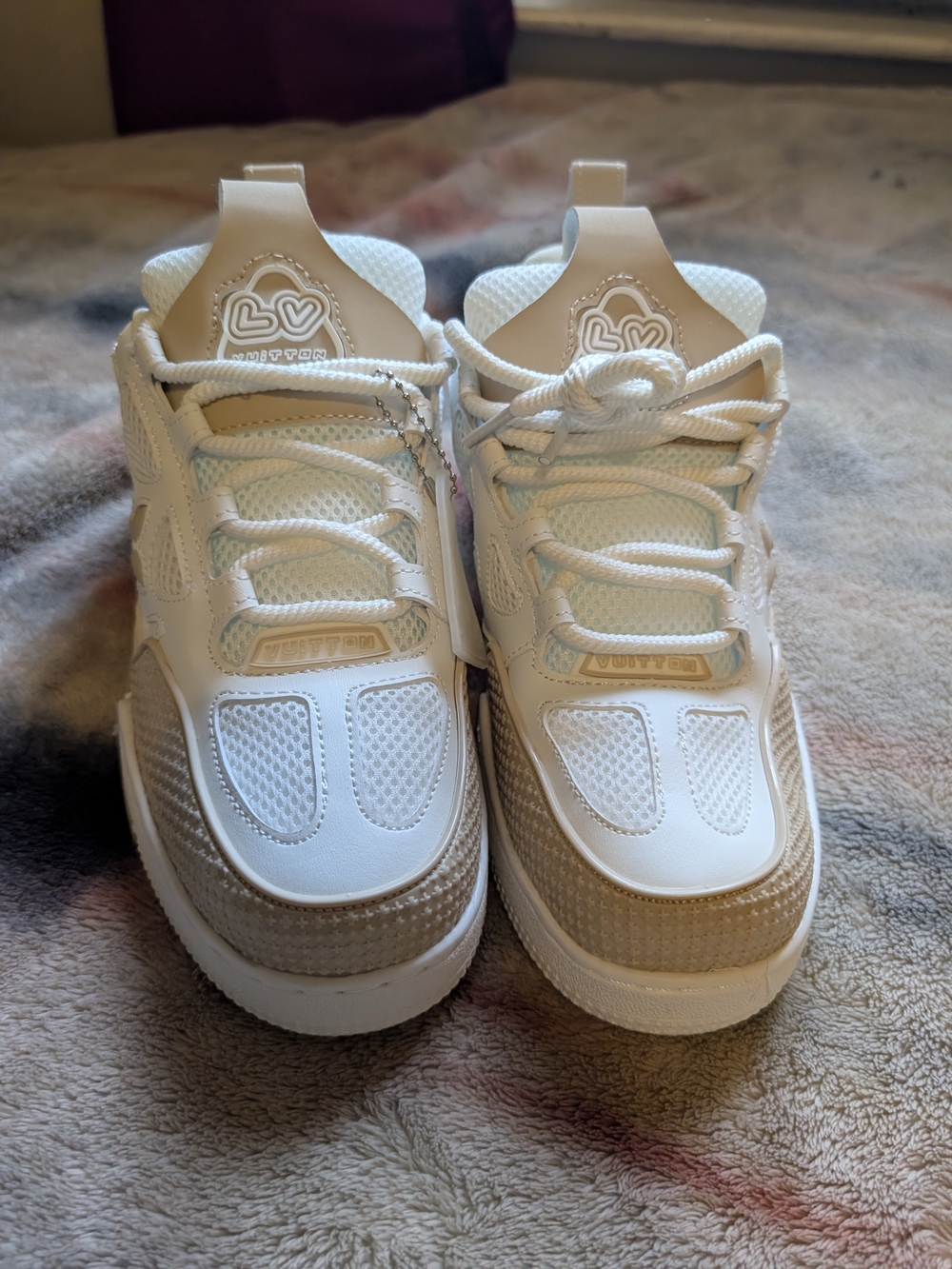 Louis Vuitton White and Light Brown Men's Sneakers